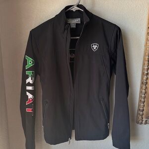Ariat Women’s  Black Jacket with Multicolor Sleeve Logo